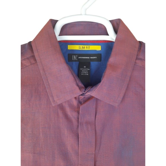 International Concepts Mens Iridescent Red Blue Long Sleeve Button Up Shirt M - Picture 3 of 13